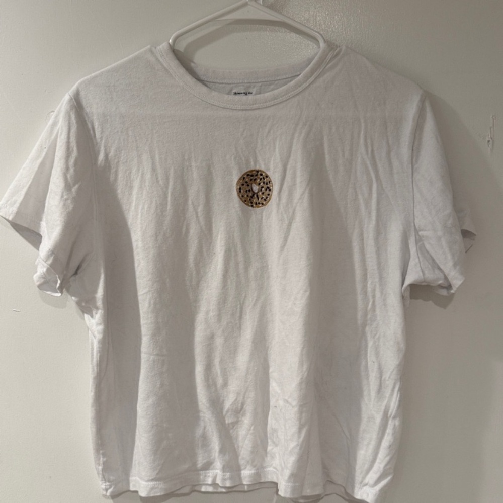 Short-Sleeve Bagel Graphic Skimming Tee